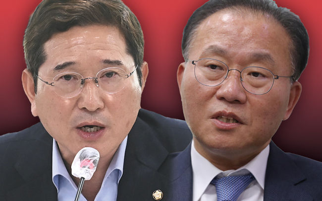 국민의힘 (왼쪽)김학용 의원과 (오른쪽)윤재옥 의원 (사진=뉴시스 제공)