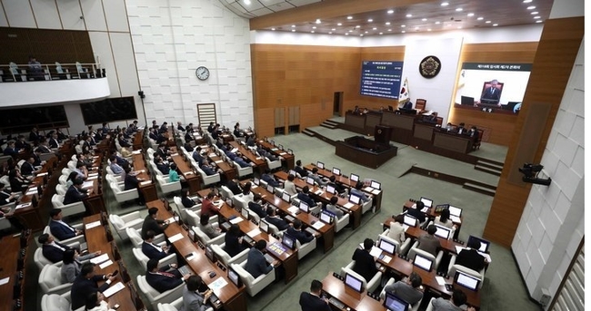 3일 오후 서울 중구 서울특별시의회에서 제318회 임시회 제2차 본회의가 열리고 있다. (사진=뉴시스 제공)