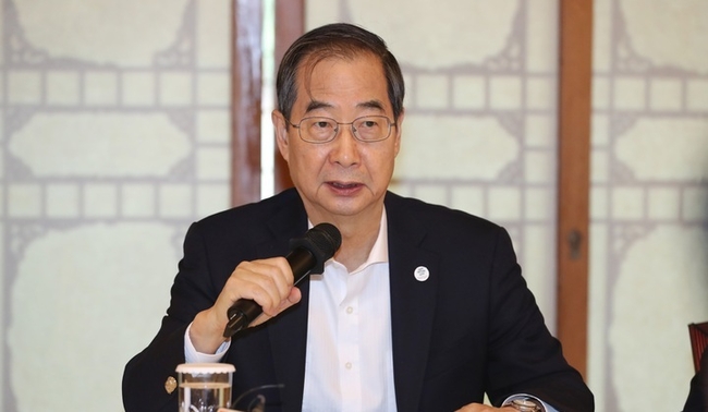  한덕수 국무총리가 14일 서울 종로구 삼청동 총리공관에서 열린 제9차 고위당정협의회에 참석해 발언하고 있다.(사진=뉴시스 제공)