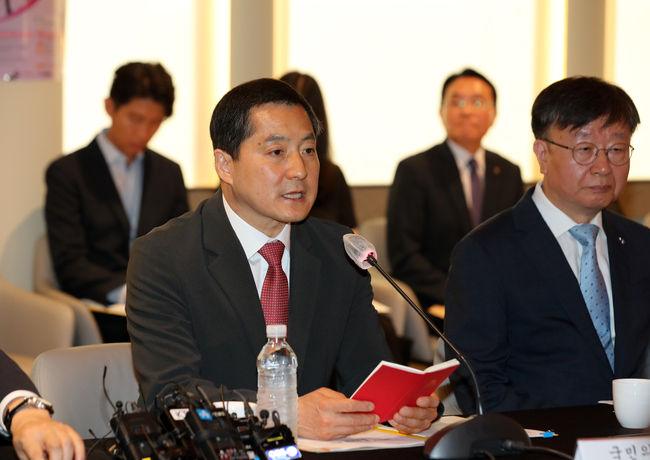 박대출 국민의힘 정책위의장이 12일 오전 서울 중구 은행연합회에서 열린 청년도약계좌 협약식에서 축사를 하고 있다.(사진=뉴시스 제공)