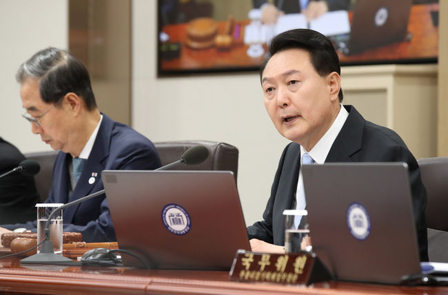 윤석열 대통령이 13일 서울 용산 대통령실 청사에서 열린 국무회의를 주재하고 있다.(사진=뉴시스 제공)