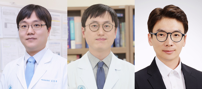 서울아산병원 마취통증의학과 김성훈·박용석 교수, 국립암센터 국제암대학원대학교 암AI디지털헬스학과 김준태 교수. (사진=서울대병원 제공)