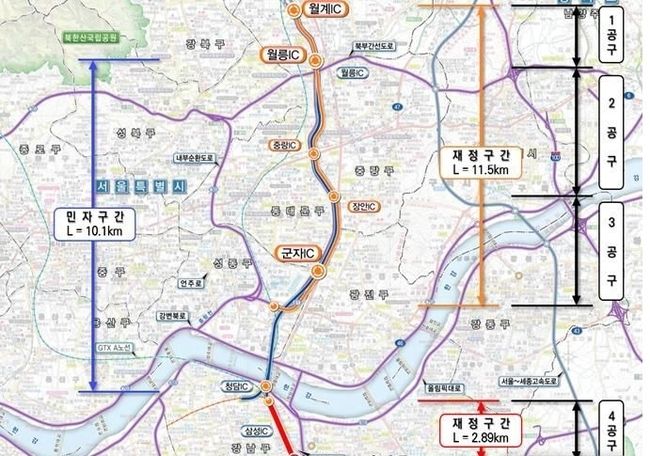 울시는 지난 5일 제10차 도시계획위원회를 열어 강남구 청담동(청담IC)~성북구 석관동(월릉IC)까지 10.4㎞ 구간 동부간선 지하도로에 대한 도시계획시설(도로) 결정안을 수정 가결햇다고 6일 밝혔다. (사진=서울시 제공).