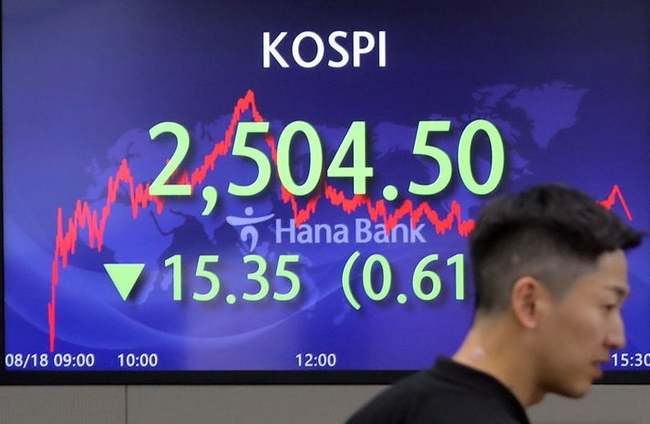 18일 오후 서울 중구 하나은행 딜링룸에서 딜러들이 업무를 하고 있다. 이날 코스피는 전 거래일(2519.85)보다 15.35포인트(0.61%) 내린 2504.50, 코스닥지수는 전 거래일(886.04)보다 8.72포인트(8.72%) 하락한 877.32에 거래를 종료했다. 서울 외환시장에서 원·달러 환율은 전 거래일(1342.0원)보다 3.7원 내린 1338.3원에 마감했다. (사진=뉴시스 제공)