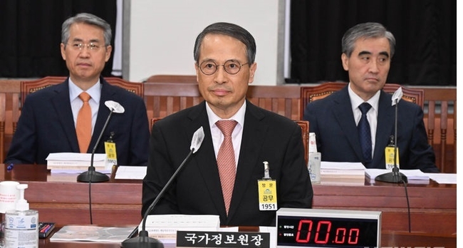 김규현 국가정보원장이 4일 오후 국회에서 열린 정보위원회 전체회의에 출석해 있다.(사진=뉴시스 제공)