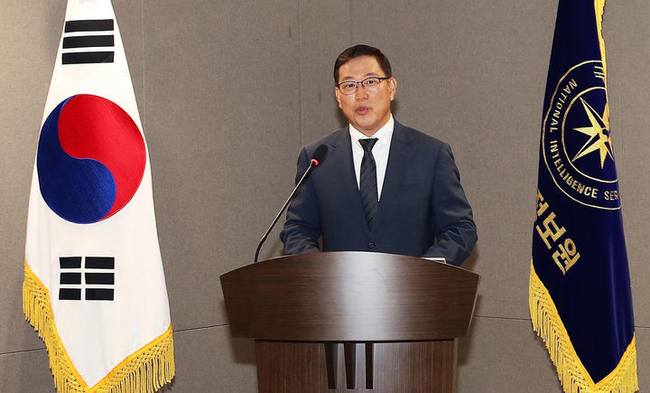 백종욱 국가정보원 3차장이 10일 경기 성남시 국가사이버안보협력센터에서 선관위 사이버 보안점검 결과에 대한 브리핑을 하고 있다. (사진=국가정보원 제공)