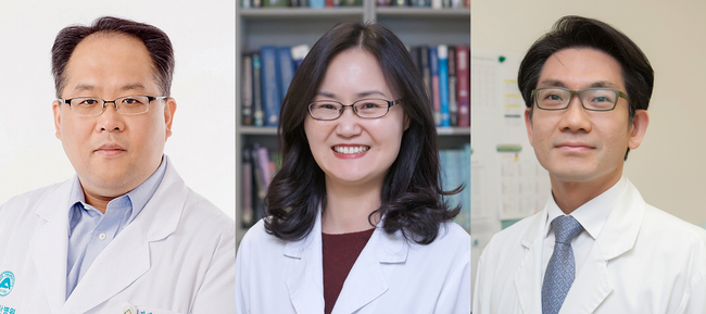 <strong>(왼쪽부터) 울산의대 서울아산병원 세포유전공학교실 신동명 교수, 병리과 조영미 교수, 종양내과 이재련 교수. (사진=서울아산병원 제공)</strong>