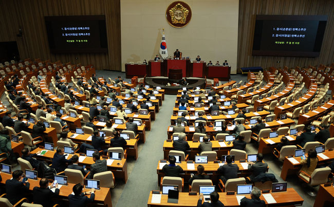 김진표 국회의장이 지난 1일 서울 여의도 국회에서 열린 제410회국회(정기회) 제13차 본회의에서 의사봉을 두드리고 있다. (사진=뉴시스 제공)