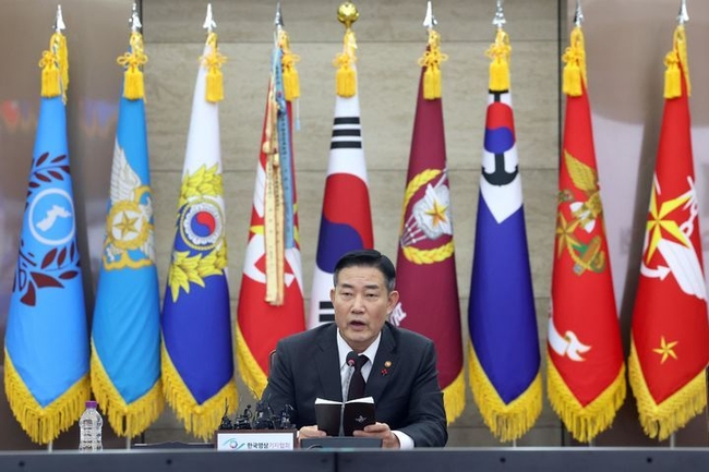 신원식 국방부 장관이 13일 서울 용산구 국방부에서 열린 2023년 후반기 전군주요지휘관회의에 참석해 발언하고 있다. (사진=국방부 제공)