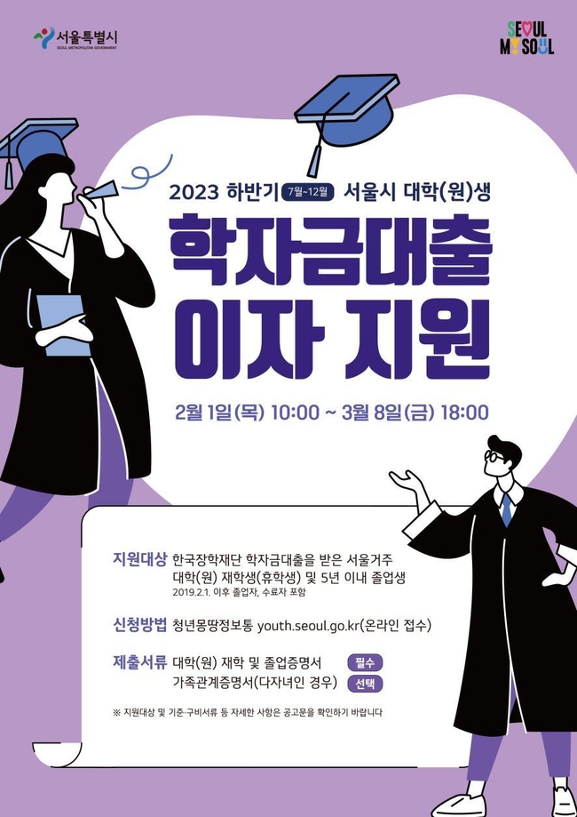 서울시 학자금대출 이자 지원 포스터.(사진=서울시 제공)