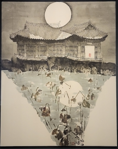 만월 Full Moon 2022 Ink on paper 125.5 x 100.5cm, 49.4 x 39.6 in. 133.5 x 108 x 5.5(d)cm, 52.6 x 42.5 x 2.2(d)in. (framed)