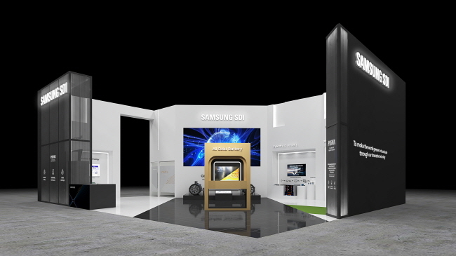 23일 코엑스에서 열리는 '제37회 세계전기자동차 학술대회 및 전시회(EVS37)'에 참가하는 삼성SDI의 전시회 부스 조감도. 삼성SDI는 전고체 배터리를 비롯한 미래 전기차용 배터리 기술들을 선보일 예정이다. (사진=뉴시스 제공)