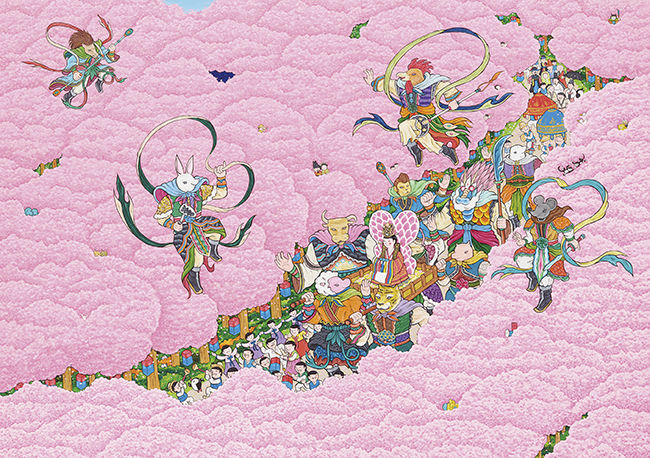 Pink Paradise -시집 가는 날(2), 115x163cm, Acrylic on canvas, 2023