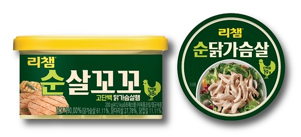 동원F&B가 고단백 닭가슴살 캔 ‘리챔 순살꼬꼬’와 ‘리챔 순닭가슴살’을 출시했다.(사진=동원F&B 제공)