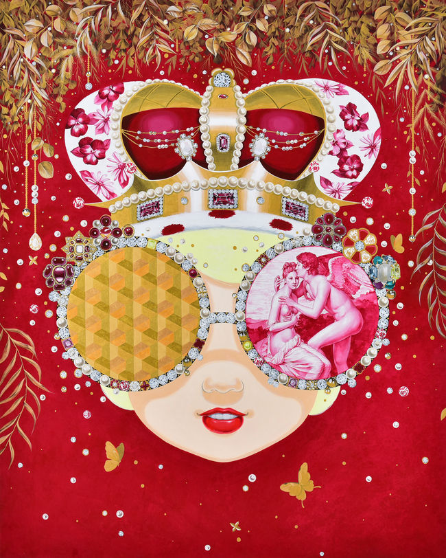 Eternal Golden. 2024. Colored on Korean paper, Applied 24k Gold, 462x130cm
