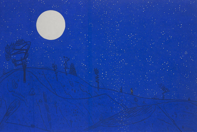 On the Way in Midnight, 2024, 장지에 먹, 분채, 94x144cm 