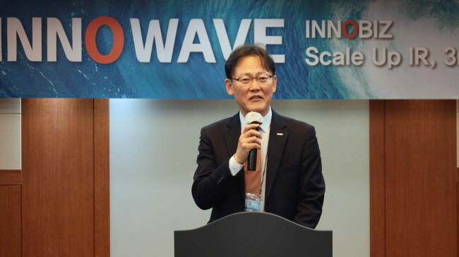 이노비즈 IR 세미나_제3회 INNO Wave에서 이노비즈협회 정광천 회장이 개회사를 하고 있다.(사진=이노비즈협회 제공)
