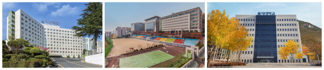 <strong>을지대학교 대전캠퍼스, 성남캠퍼스, 의정부캠퍼스(사진=을지대 제공)</strong>