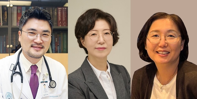 <strong>왼쪽부터 서울아산병원 의학유전학센터 이범희 교수, 국립보건연구원 박현영 원장 · 박미현 박사. (사진=서울아산병원 제공)</strong>