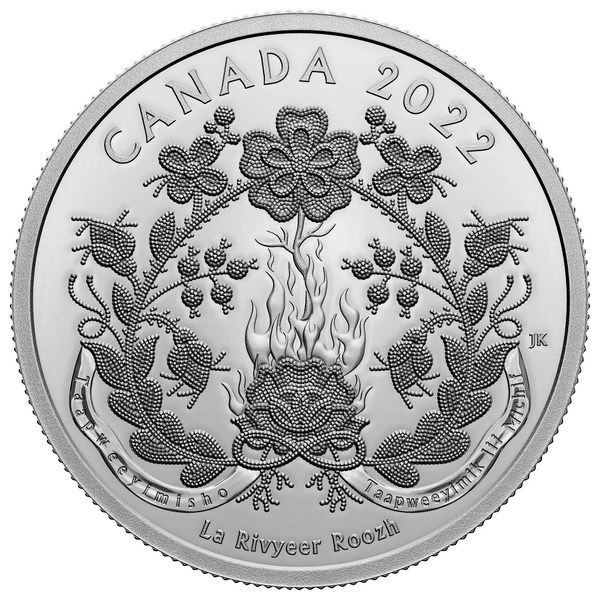 The Royal Canadian Mint's new 1 oz. Pure Silver Coin – Generations: The Red River Métis, showcases the tradition of Red River Métis beadwork The Royal Canadian Mint's new 1 oz. Pure Silver Coin – Generations: The Red River Métis, showcases the tradition of Red River Métis beadwork